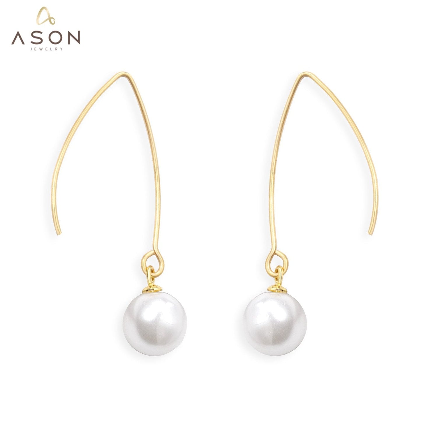 ASON Stylish White Imitation Pearl Drop Earring 316L Stainless Steel Dangle Earring for Women Daily Wear Party Gift Jewelry asonjewelry