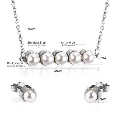 New Fake Pearl Wedding Jewelry Set Crystal Necklace Jewelry Sets Party Women Necklace Bridal Earrings asonjewelry