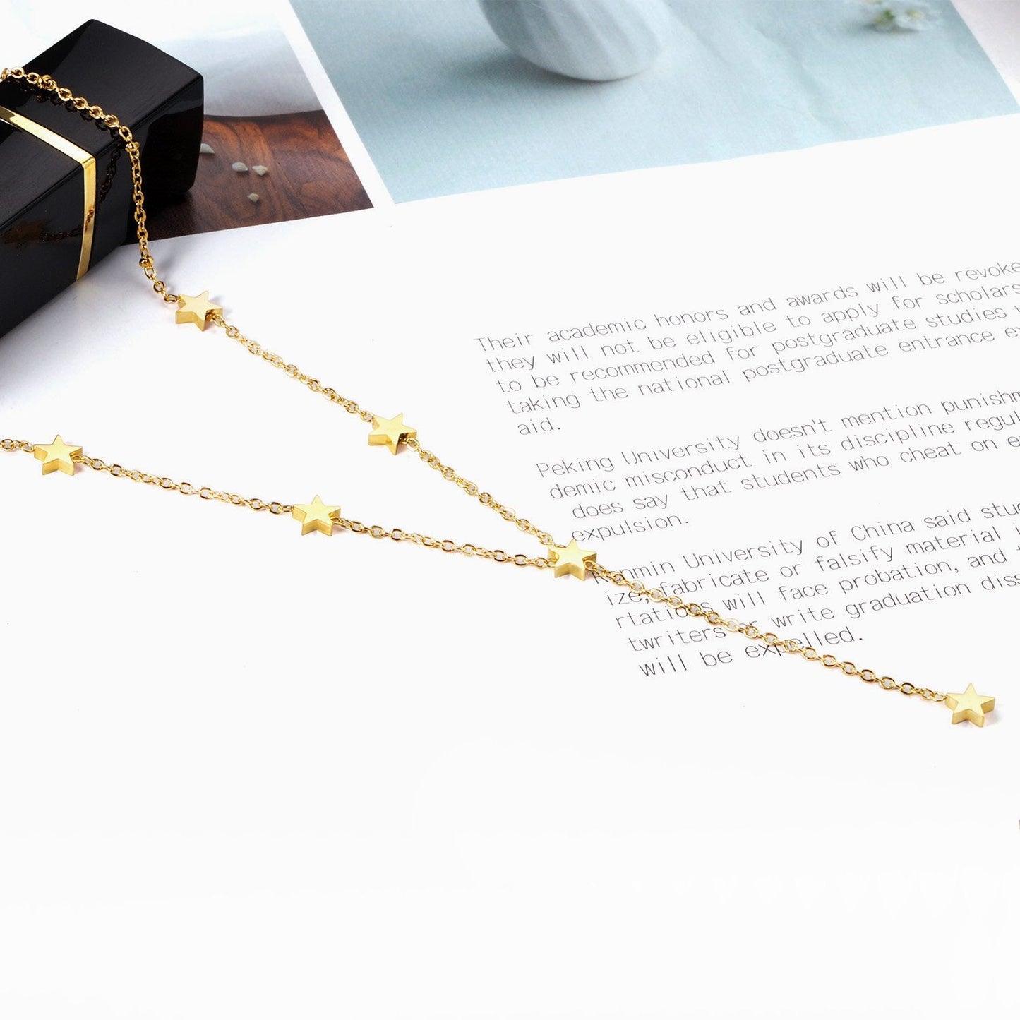 ASON Lovely Star Pendant Necklace Stainless Steel Gold Color Accessories Fashion Choker for Women Party Gift Jewelry asonjewelry