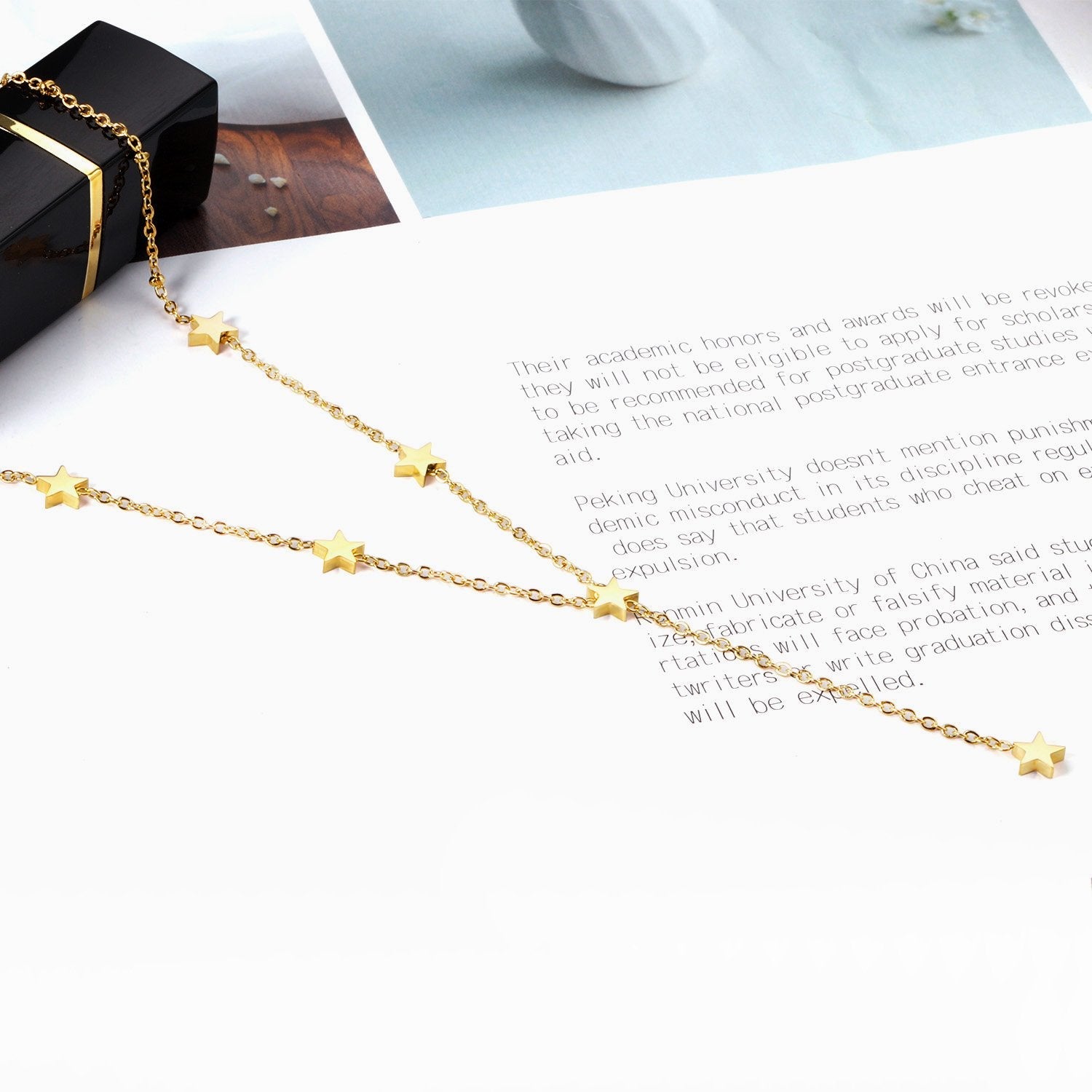 ASON Lovely Star Pendant Necklace Stainless Steel Gold Color Accessories Fashion Choker for Women Party Gift Jewelry asonjewelry