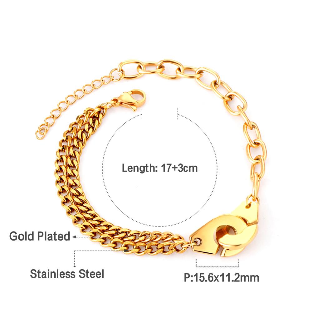 ASON Gold Color Stainless Steel 17+3 cm Cuff Shape Bracelets For Women Layer Chains Daily Wear Jewelry Accessory Patry Gift asonjewelry