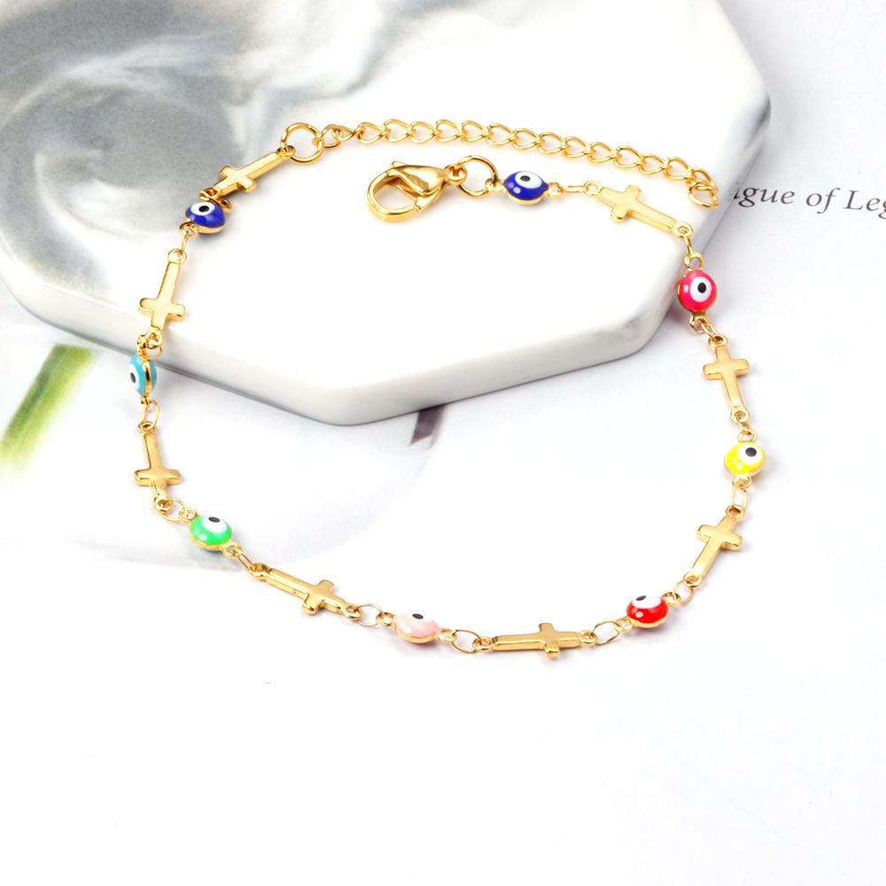 ASON Trendy Evil Eyes Charm Anklet 316L Stainless Steel Gold Color Foot Chain for Women Beach Jewelry Fashion Jewelry Gift asonjewelry