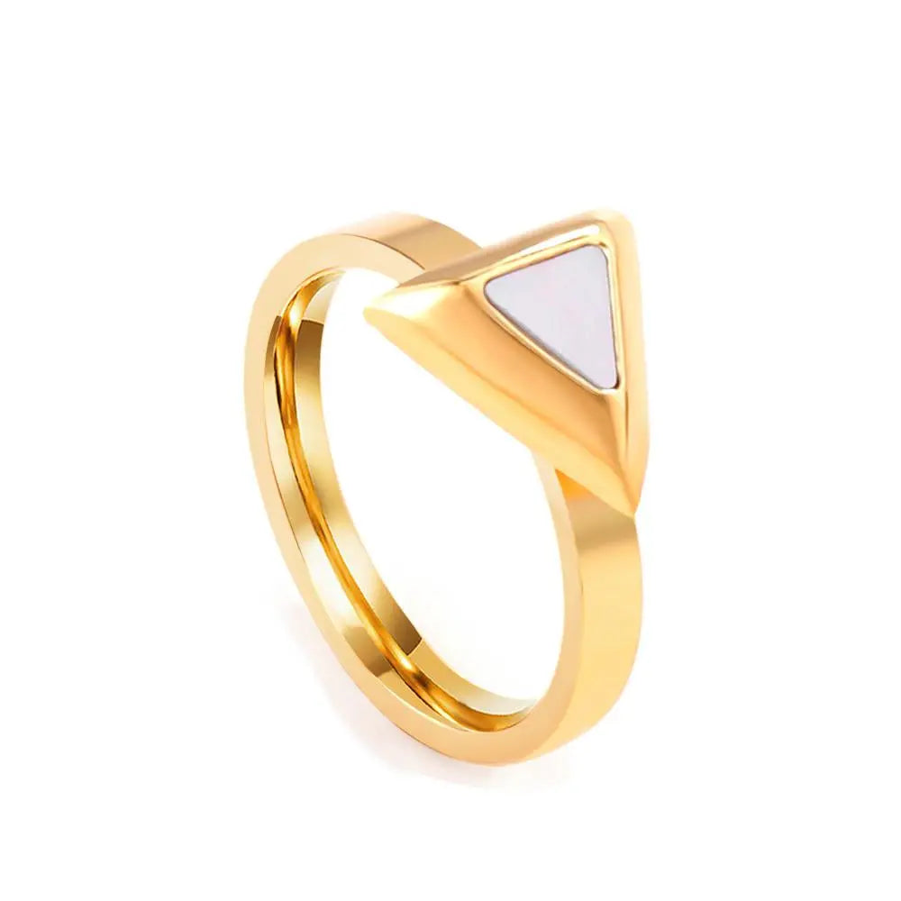 Rings Sets Stainless Steel Triangle Shell Single Rings Women Accessoiries Gold Color Engagement Rings Wholesale asonjewelry