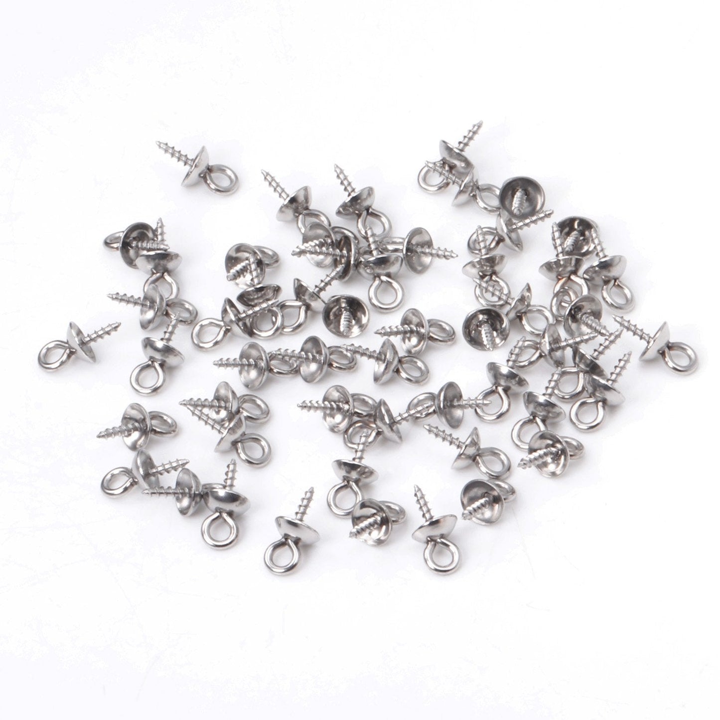 ASON 100pcs/lot Gold/Silver Color Stainless Steel Screw Eye Pin Pearl Pendant Charms Connector for DIY Jewelry Making asonjewelry