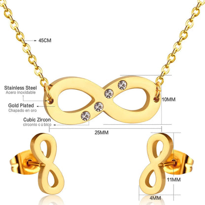 Stainless Steel Dubai African Jewelry Sets Letter With Round Crystal Necklace Earring Sets For Women Accessroies asonjewelry