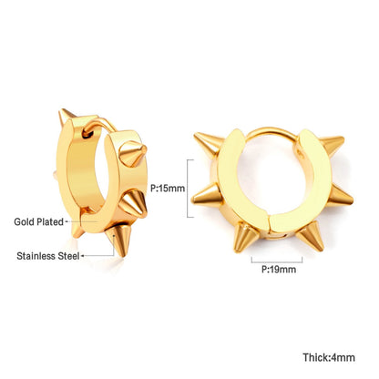 ASON Spikes Hip-hop Punk Hoops Earrings Gold Color Stainless Steel For Women Men Fashion Jewelry Accessorie Daily Wear Boho asonjewelry