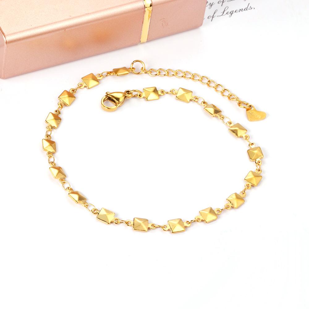 ASON Gold Color Square Charm Geometric Anklet Stainless Steel Foot Chain Beach Jewelry for Women Party Gift Fashion Jewelry asonjewelry