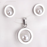 Fashion Bridal Wedding Dubai Jewelry Set Circle Fake-Pearl Necklace Earring Jewellery Sets For Women Girls