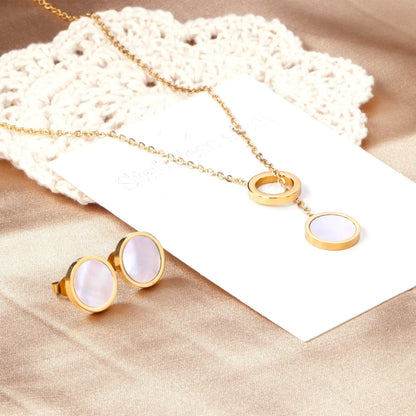 New Arrival Stainless Steel Gold/Silver Color Necklaces Earrings Sets Necklace For Women Party Jewellry Accessories asonjewelry