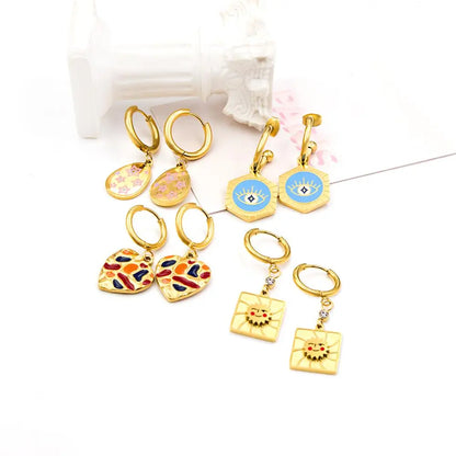 Small Hoops Earrings For Girls/Woman Cute Dangle Piercing Multicolor Heart Acrlic Blue Eyes Pendients Lucky Gifts asonjewelry