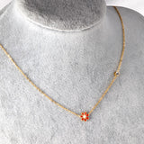 Korean Fashion Romantic Colorful Flower Pendant Stainless Steel Chain Necklace For Women Jewelry Parts bijoux femme