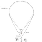 Key Pendant Stainless Steel Necklace Earring Crystal Wedding Bridal Gold Jewelry Set For Women Girls Jewellery Set