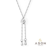 ASON-collar con colgante de gota de agua para mujer, Color plateado, acero inoxidable 316L con circonita cúbica, accesorio de joyería de regalo 