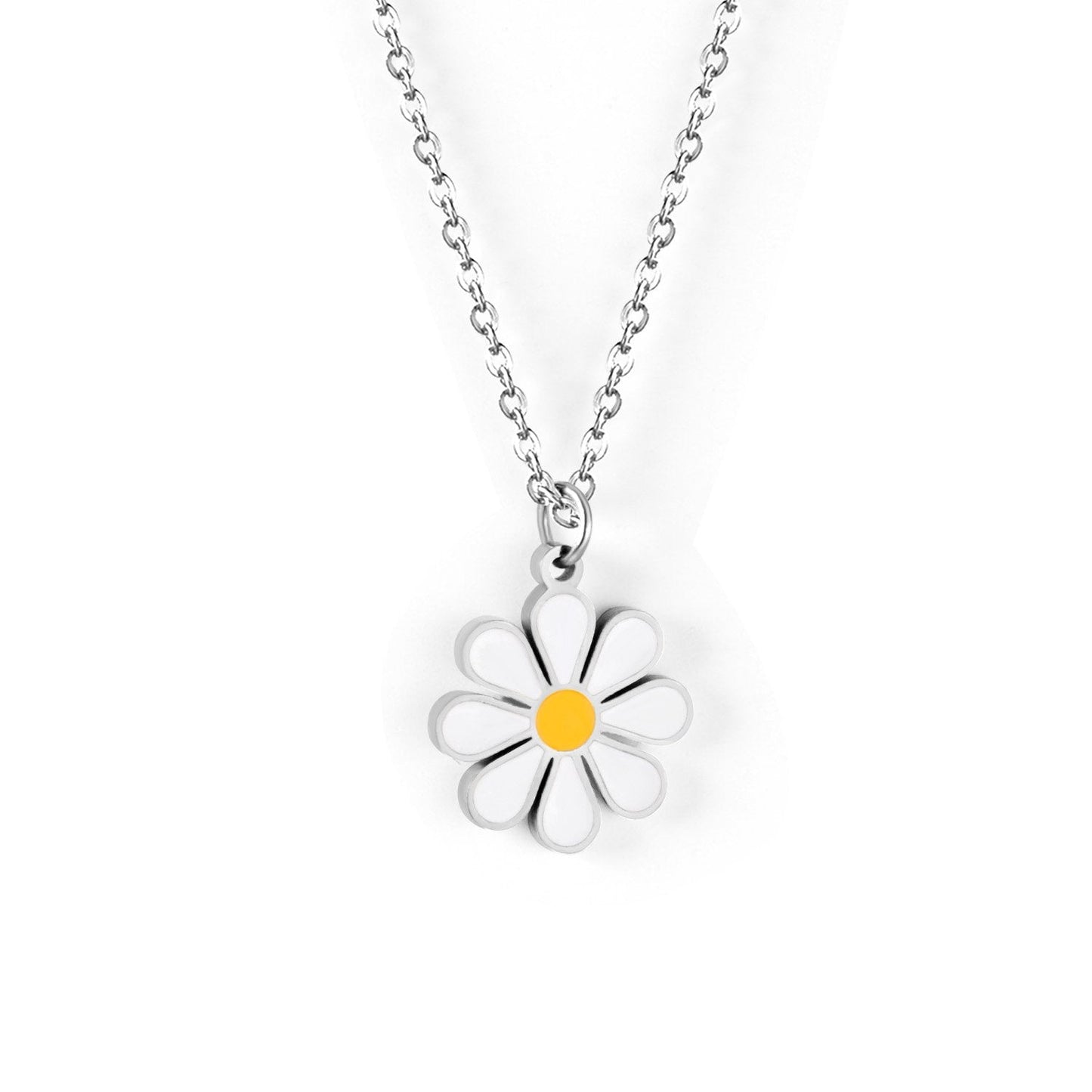 ASON Cute Flower Round Pendant Necklace Gold Color Stainless Steel Charm Choker Necklaces for Women Jewelry Accessories asonjewelry