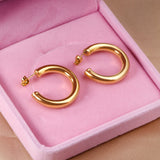 ASON-pendientes semicirculares de acero inoxidable liso para mujer, joyería de moda, accesorios de joyería 