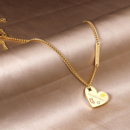 ASON Trendy Gold Color Heart Pendant Necklace 316L Stainless Steel Choker for Women Christmas Gift Jewelry Accessory asonjewelry