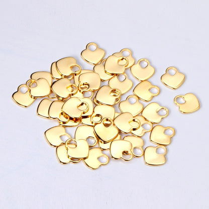 ASON 100pcs/lot Heart Pendant Stainless Steel Love Heart Pendant Gold Silver Color For Necklace Bracelet Jewelry Making Supplies asonjewelry