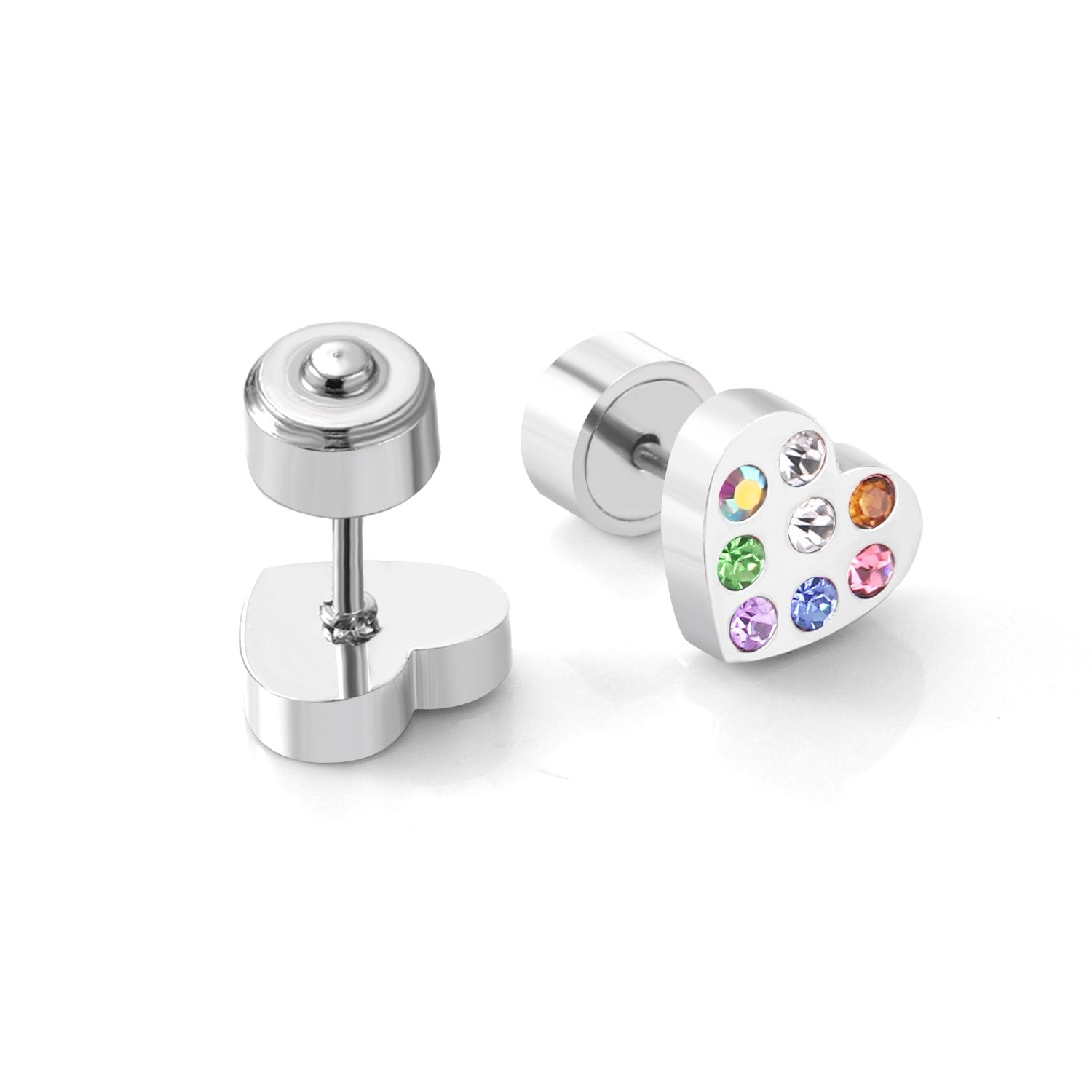 ASON Lovely Star/Heart Shape With Round Colorful Cubic Zirconia Press Stud Earrings for Women/Girl Party Stylish Jewelry asonjewelry