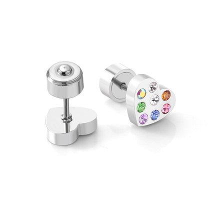 ASON Lovely Star/Heart Shape With Round Colorful Cubic Zirconia Press Stud Earrings for Women/Girl Party Stylish Jewelry asonjewelry