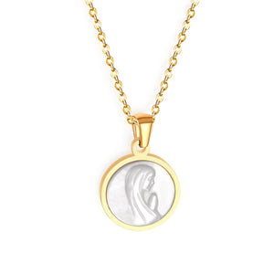Girl Prayer Gold Necklaces Stainless Steel Shell Pendant Necklace For Women Jewelry Chain Necklace Collar Collier