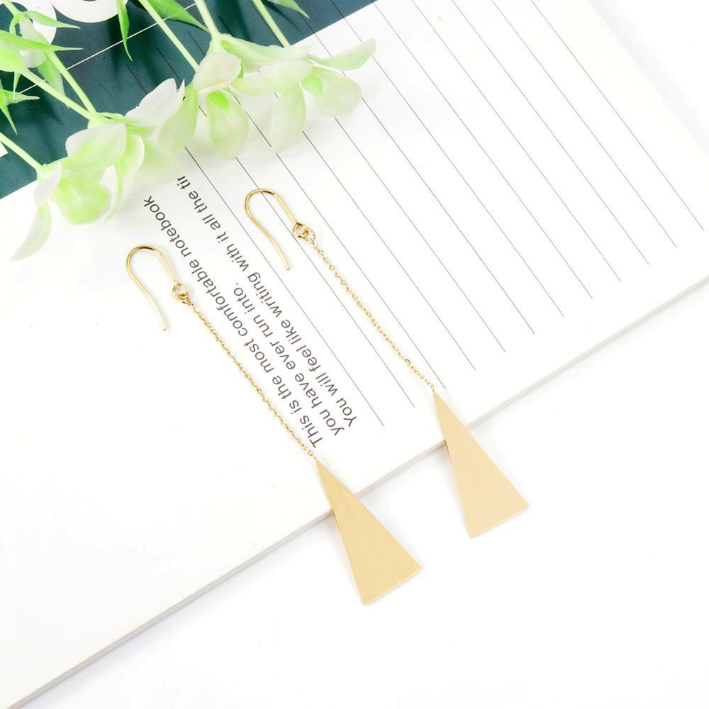 ASON Elegant Gold Color Drop Earrings Stainless Steel Triangle Pendant Dangle Earrings for Women Gift Party Jewelry asonjewelry