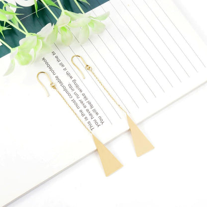 ASON Elegant Gold Color Drop Earrings Stainless Steel Triangle Pendant Dangle Earrings for Women Gift Party Jewelry asonjewelry