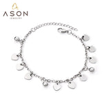 ASON Adjustable Heart Bracelet with Steel Ball Charm Stainless Steel Silver Color Bangle for Women Fashion Jewelry Party