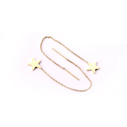 Simple Tassel Linear Chain Long Drop Earrings For Women Girl Geometric Star Hanging Ear Line Japan Korean Jewelry 2022 asonjewelry
