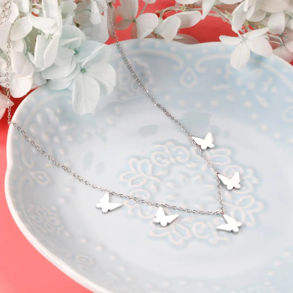 Vintage Many Charms Choker Fairy Grunge Egirls 5 Butterflies Pendant Necklaces Halloween 2021 Trend Women Jewelry asonjewelry