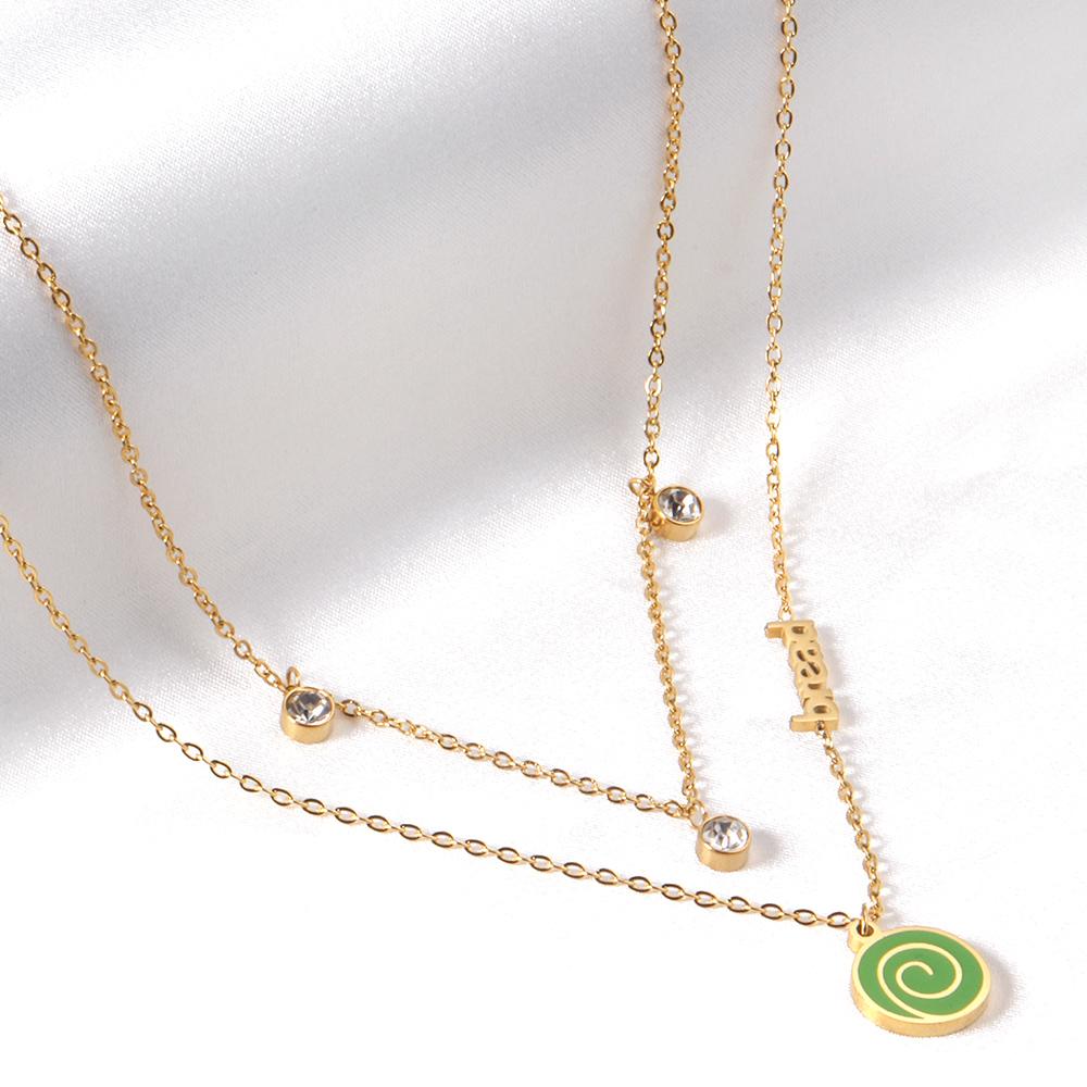 ASON Cute Gold Color Lollipop Pendant Multi-layer Necklace Bread Stainless Steel for Women Fashion Jewelry Accessories asonjewelry
