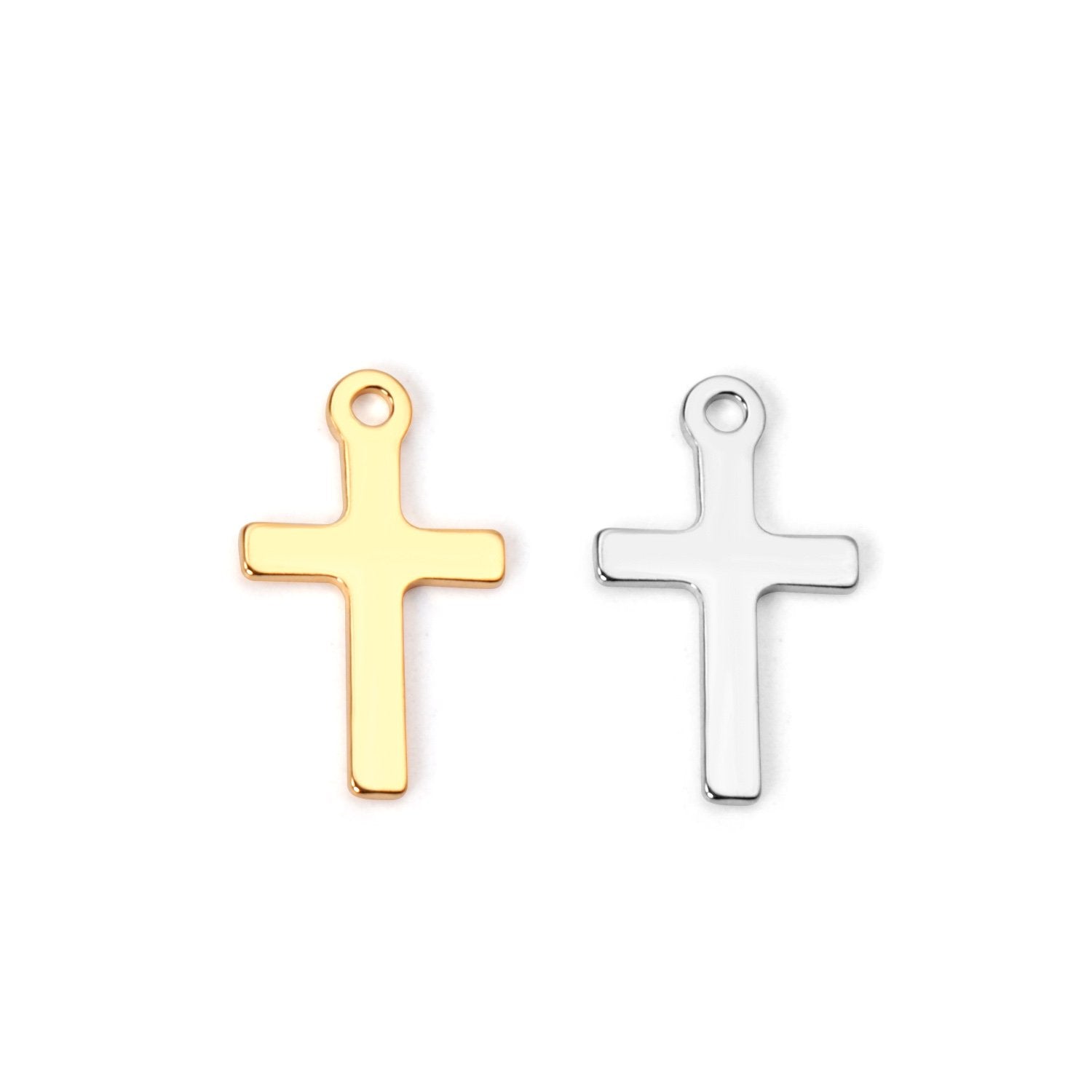 ASON 100Pcs/Lots Cross Charms 316L Stainless Steel Religious Pendant Gold Silver Color For Necklace DIY Jewelry Making Supplies asonjewelry
