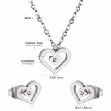 Stainless Steel Wedding Dubai Bridal Jewelry Sets CZ Heart Necklace Earrings Sets For Women Party Jewellery Sets