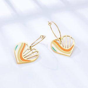 Boucles d'oreilles romantiques en acrylique pour femmes, Bijoux de vacances, pendentif géométrique en forme de cœur, style Boho Vintage, Bijoux féeriques