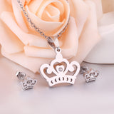ASON corona colgante collar encanto pequeño Piercing pendientes conjuntos de joyería Color oro acero inoxidable para mujer 