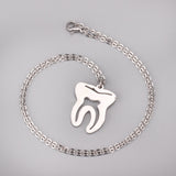 Hiphop Tooth Pendant Necklace Stainless Steel Link Chain Choker Necklace Statement Jewelry Collares Goth 2021 New