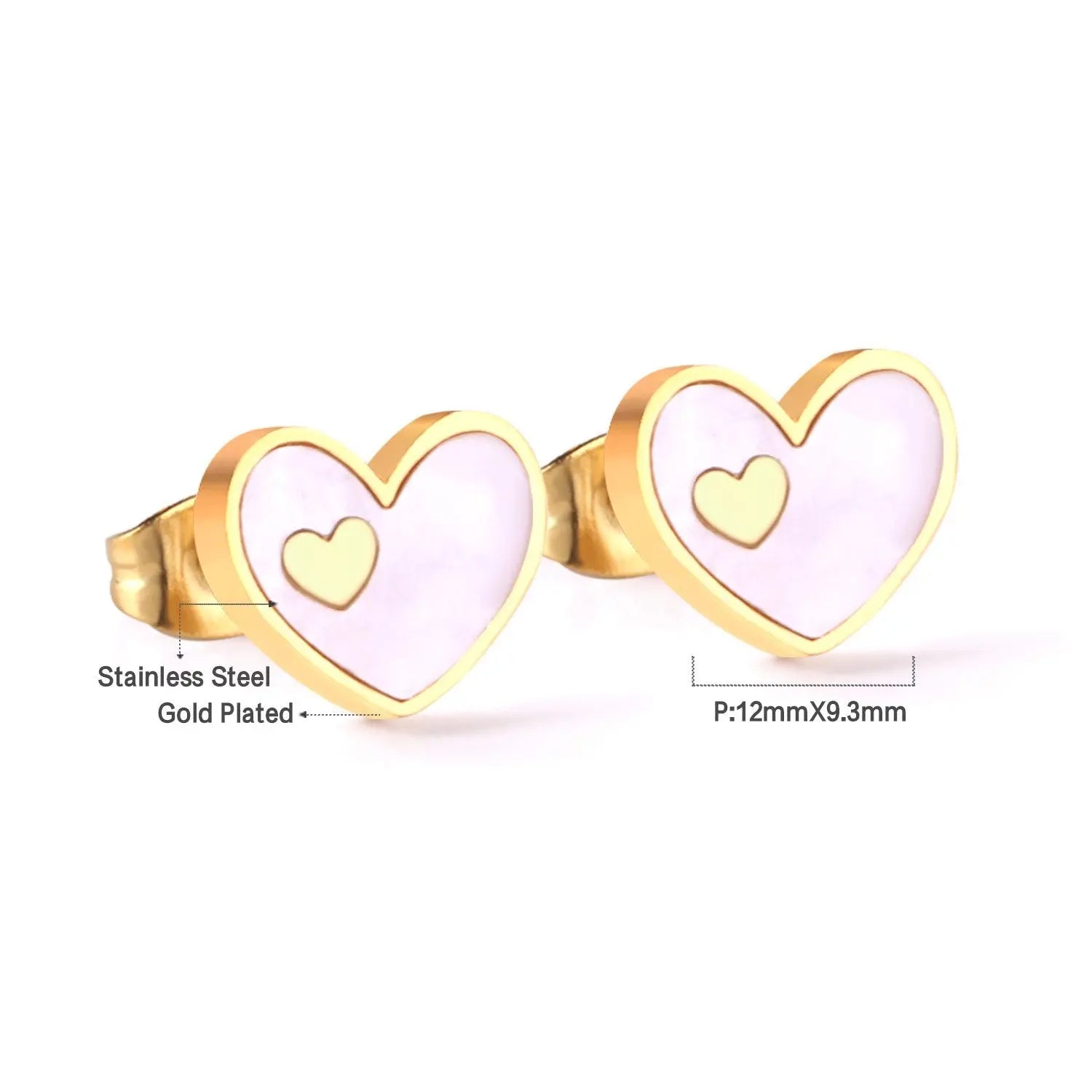 5 Colors Fashion Jewelry Stainless Steel Heart Stud Earring Set For Women's Shell Korean Earrings Set Brinco asonjewelry