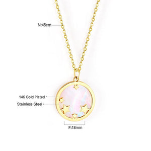 ASON mode 18mm chaîne ronde étoile coquille pendentif collier couleur or en acier inoxydable pour les femmes cadeau de fête bijoux de mode