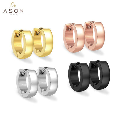 ASON Korea Simple Style Statement Piercing Hoop Earrings Jewelry for Women Men Gold Color Stainless Steel Fashion Jewelry asonjewelry