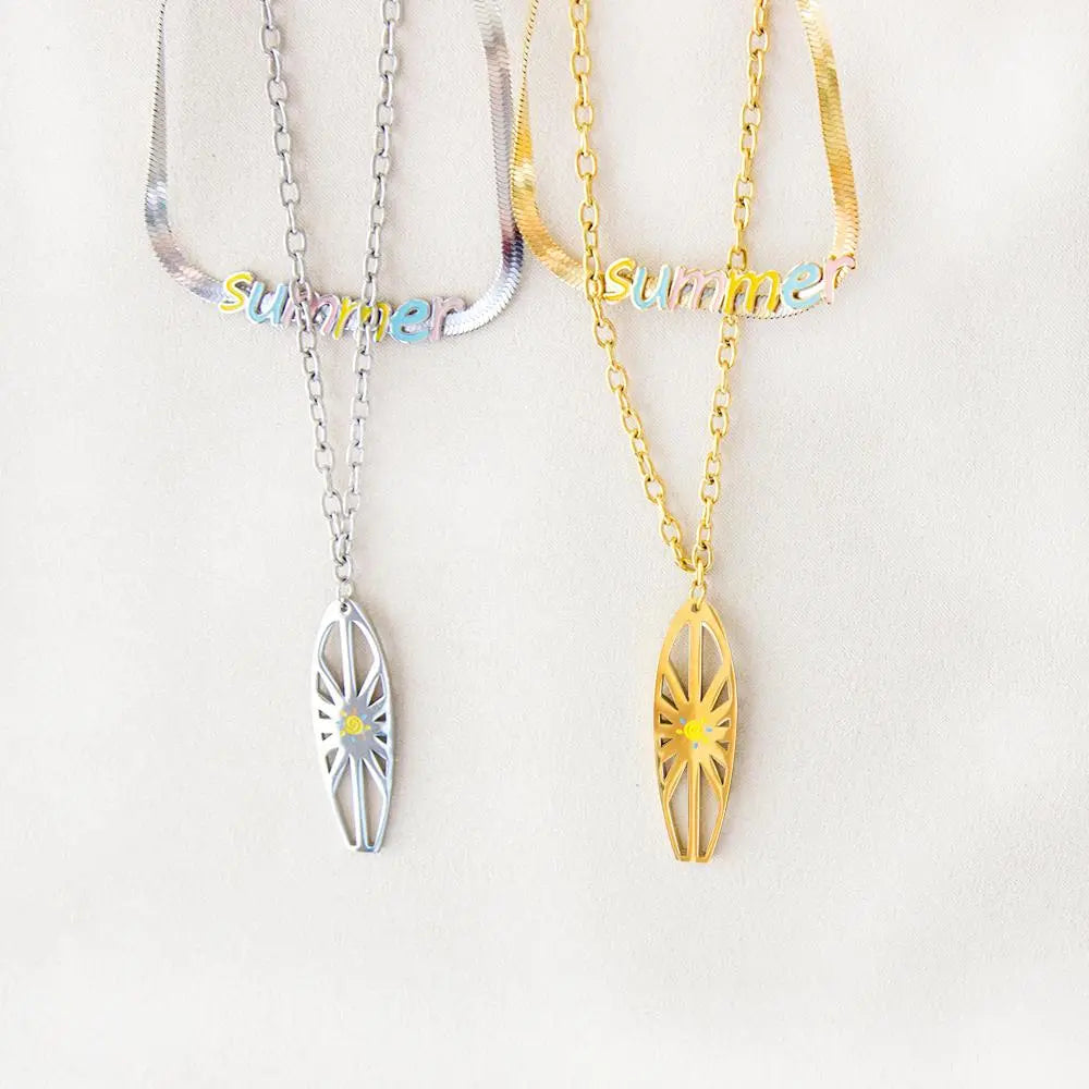 Flat Snake Chain 18K Gold Plated Color Double Layer Necklaces Summer Jewelry For Woman Pendients Design Collier asonjewelry