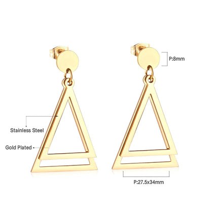 ASON Stainless Steel Stylish Geometric Dangle Earrings Gold Color Drop Earring for Women Accessory Fashion Jewelry Piercing asonjewelry