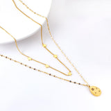 ASON Trendy Star Accessories Oval Cubic Zirconia Charm Pendant Necklaces Gold Color Stainless Steel For Women Jewelry Gift