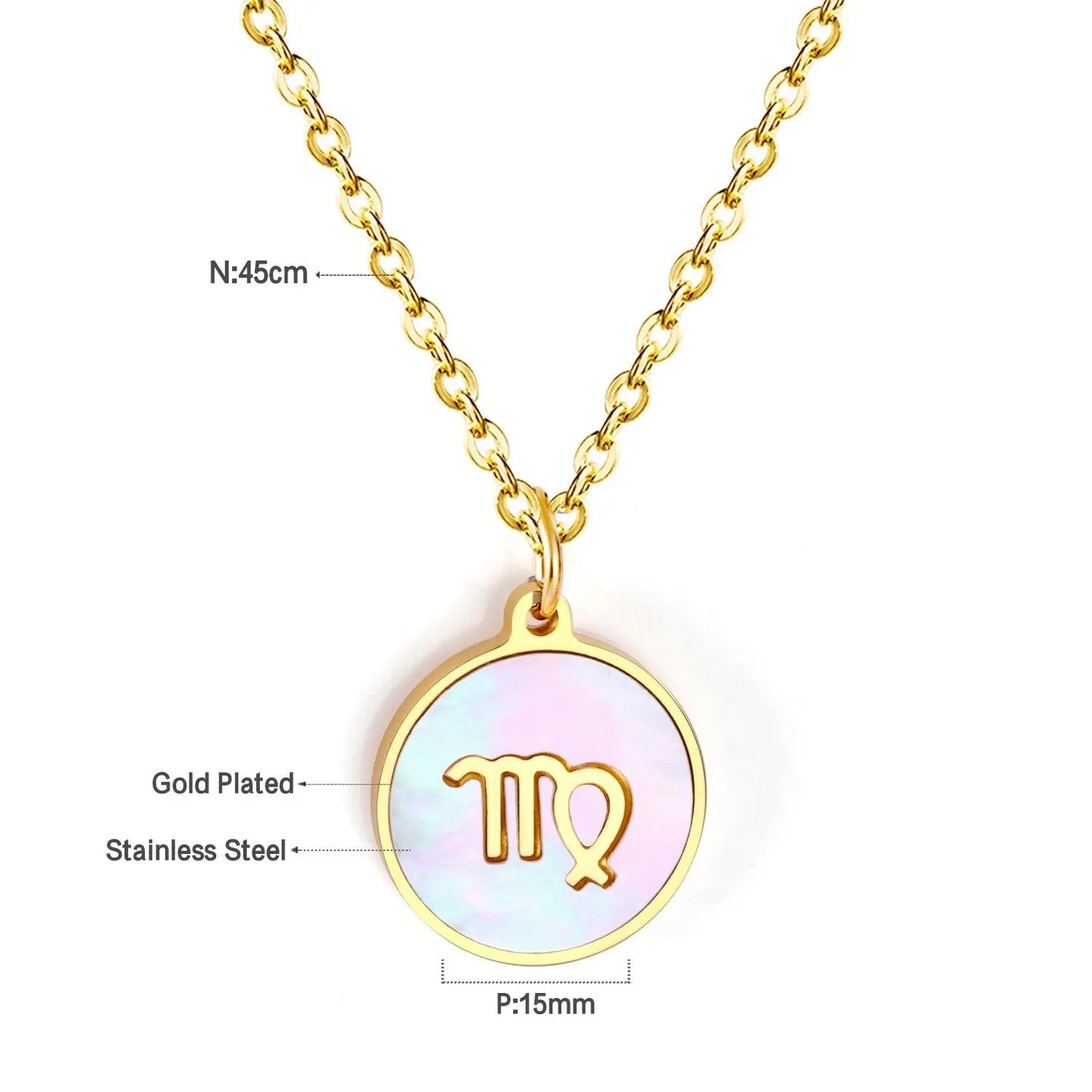 Shell Pendant Twelve Constellation Stainless Steel Necklace Man Jewelry For Women Choker Chain Necklace Collar 2021 asonjewelry