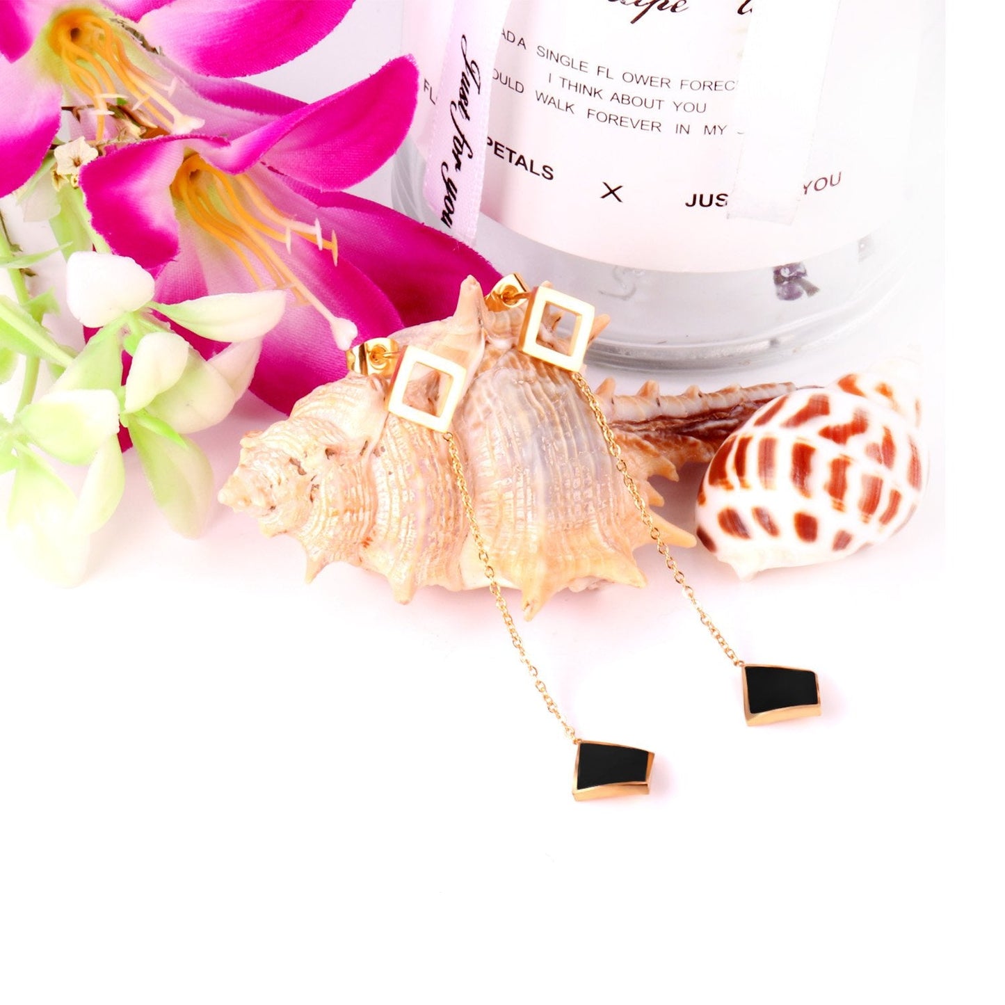 ASON Korean Style Statement Drop Earrings Square Shell Dangle Earring Stainless Steel Jewelry for Femme Party Gift asonjewelry