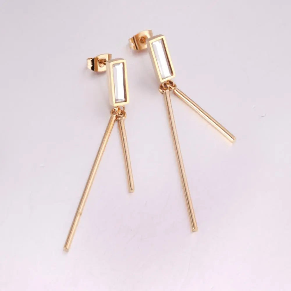 Long Drop Earring For Women Square Gold Color Stainless Steel Christmas Dnagle Earrings Fashion Jewelry pendientes asonjewelry