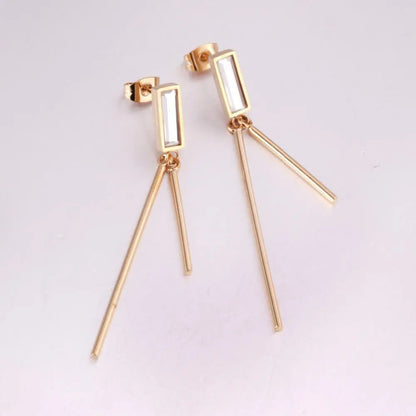 Long Drop Earring For Women Square Gold Color Stainless Steel Christmas Dnagle Earrings Fashion Jewelry pendientes asonjewelry
