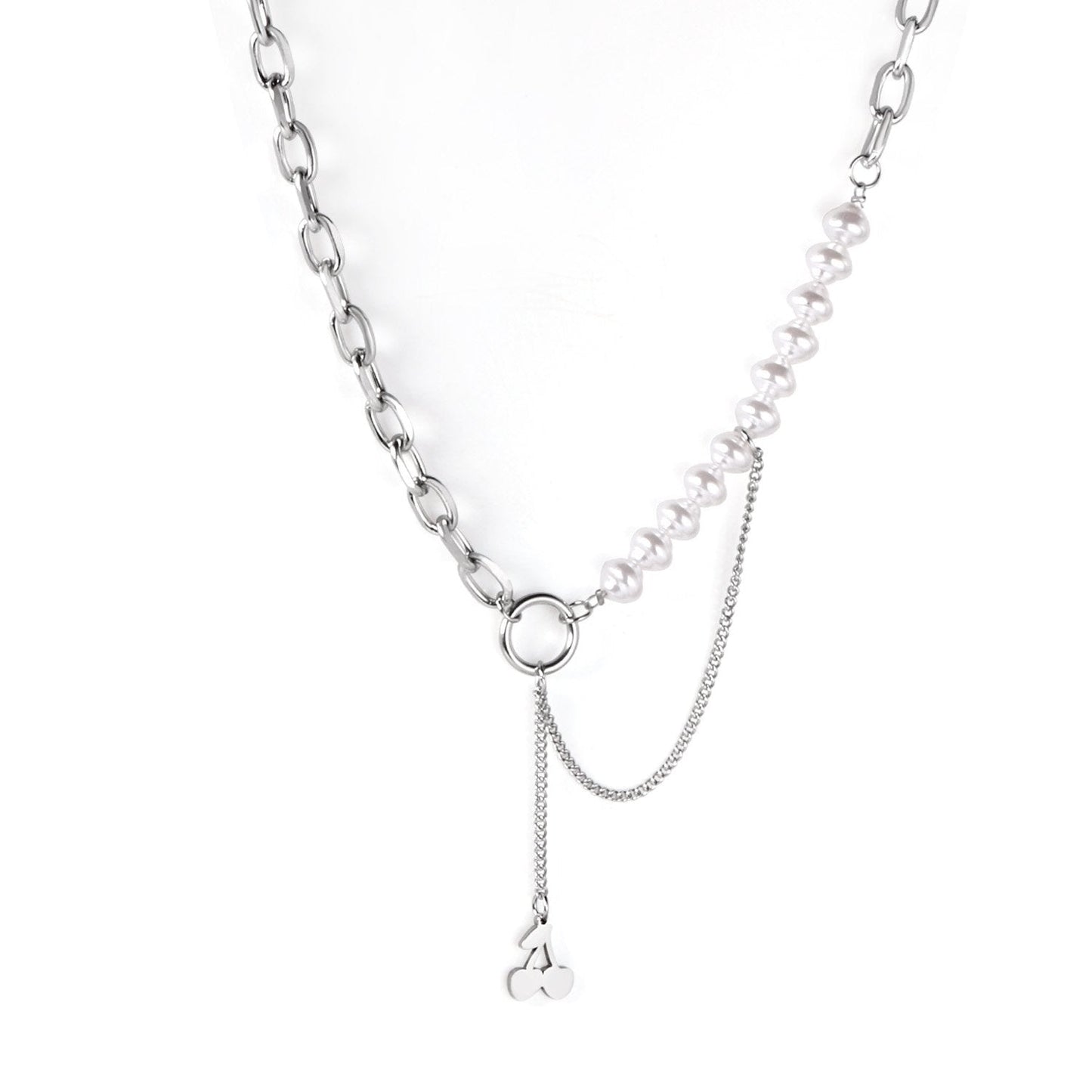 ASON Vintage Baroque Irregular Pearl Pendant Chain Necklace Stainless Steel Geometric Fashion Jewelry for Women Party Gift asonjewelry