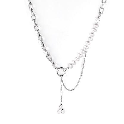 ASON Vintage Baroque Irregular Pearl Pendant Chain Necklace Stainless Steel Geometric Fashion Jewelry for Women Party Gift asonjewelry