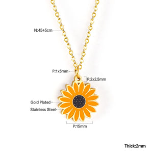 Best Friend Necklace Collars  316L Stainless Steel Geometric Flowers Pendant Necklace Women Girl Accessories