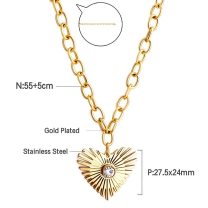 Stainless Steel Jewelry Thick Link Chains For Woman Sculpture Big Heart Punk Collares Boho Trendy Necklaces asonjewelry