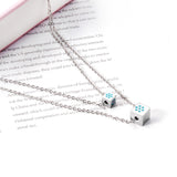 Men And Women Double Chain Necklace Stainless Steel Gold Silver Color Fashion Block Pendant Necklace Accessories